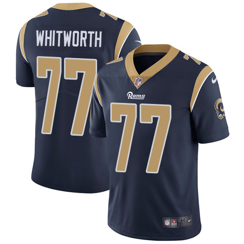 Nike Rams #77 Andrew Whitworth Navy Blue Team Color Men's Stitched NFL Vapor Untouchable Limited Jersey - Click Image to Close